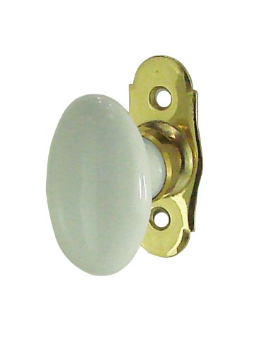 DT 2000 150184 Poignée de fenêtre porcelaine Blanc sur laiton poli