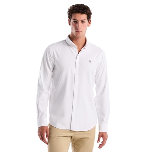 Original Penguin Men's Men's Ecovero™ Oxford Stretch Shirt Long Sleeve Button Down Shirt