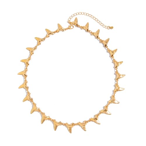 Collier ras du cou punk dent de requin pour look hip-hop d'été