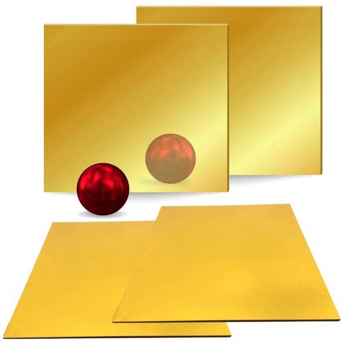 4PCS Gold Acrylic Sheets Mirrored – Gold Mirror Sheets 12x12 Cast Acrylic Sheet 1/8 for Laser Polished Edge with Film Masking for Design DIY Craft