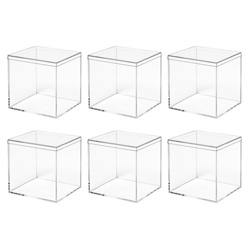 Pilikoll 6 Piezas 8x8x8cm Caja de Almacenamiento Transparente con Tapa Cajas de Acrílico Transparente con Tapa Cajas de Regalo de Cubo Acrílico para Organizar joyas,Dulces,Muñecas,Regalos de Fiesta