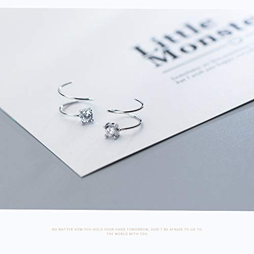 Cubic Zirconia Cuff Small Hoop Earrings Sterling Silver Dainty Crystal Cartilage Twist Crawler Wrap Huggie Earring Ear Piercing Hypoallergenic Sensitive Ears #TOP3