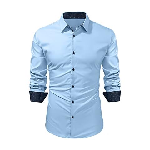 Meilicloth Camisa Hombre Regular Fit Azul Cielo Cover