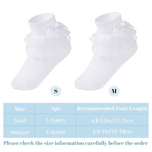 2 Pairs Girls Dress Socks White Toddler Girls Ruffle Socks with Cute Faux Pearl for Dress Daily Wear3
