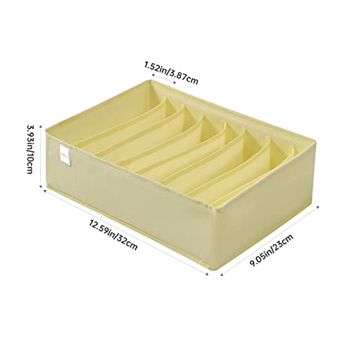 Coorganisers 4 Packs T-shirt Drawer Organizers for Clothing,8 Grids Compartment Wardrobe Storage Box, Washable Clothes Organizer for Folded Clothes, Legging, Silk Scarve-Beige