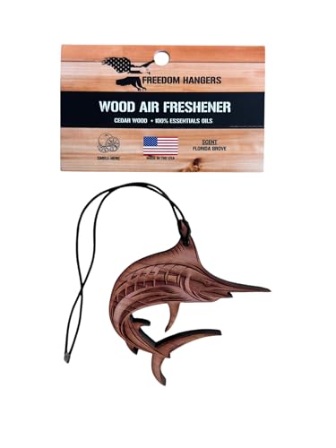 Image of Freedom Hanger - Sailfish Car Air Freshener -All Natural Wood Air Freshener - Car Odor Eliminator - Made in USA- Chemical Free