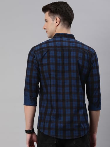Image of Majestic Man Men Small Checkered Slim Fit Cotton Casual Shirt