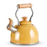 ROCKURWOK Whistling Tea Kettle, Tea Pot All Stovetop Safe, 1.6 Quart Yellow
