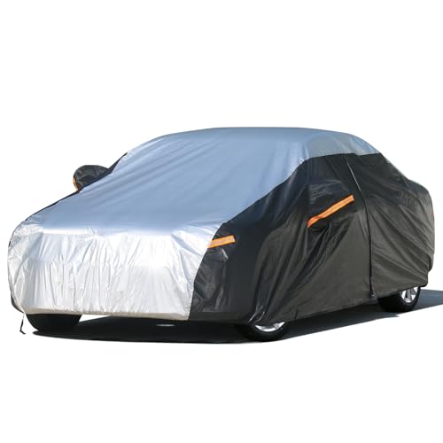 Image of Car Cover Waterproof All Weather 6 Layers, Outdoor Car Covers for Automobiles with Zipper Door, Hail UV Snow Wind Protection, Car Cover Fit Sedan-Length (180 inch to 190 inch)