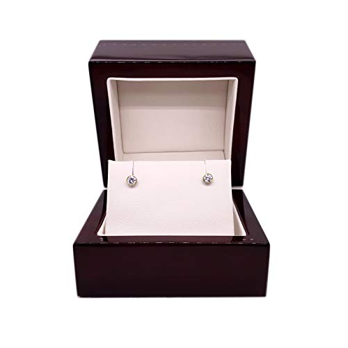 1/4 to 2 Carat Diamond Round Stud Earrings in 14k Yellow or White Gold (H-I, I2-I3, cttw) Bezel Set Screw Back by Diamond Wish3