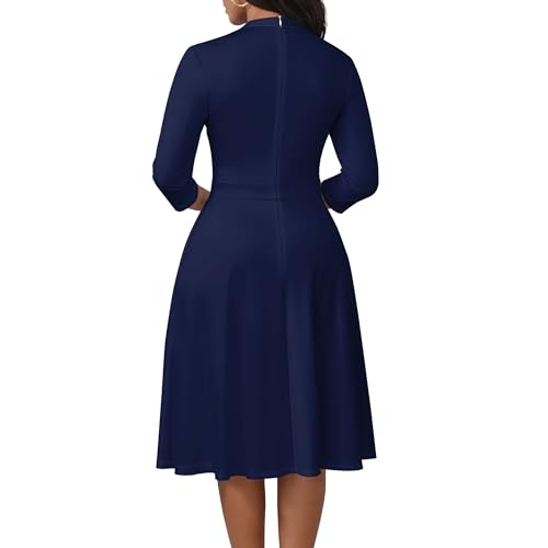 Image of PinkPatty Women's Casual A-line Midi Dresses 3 /4 Sleeve V Neck Fit and Flare Dress with Pockets