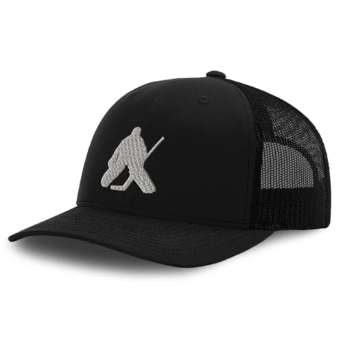 Speedy Pros Hockey Goalie Style 2 Embroidery Design Low Crown Mesh Golf Snapback Hat Black