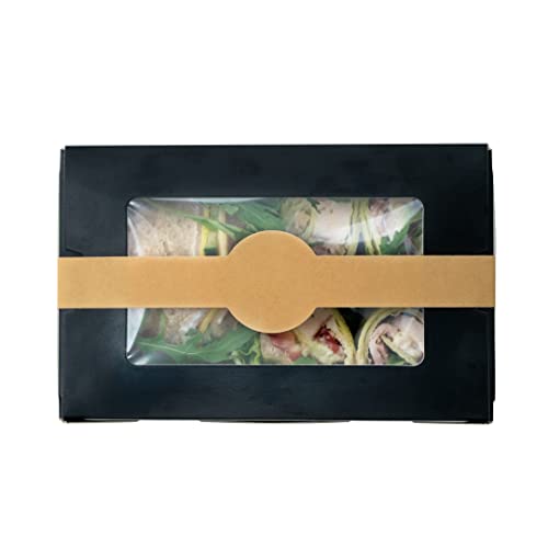 Restaurantware RW Base 12 x 1.5 Inch Packaging Bands 100 Self-Adhering Belly Bands - Disposable Strong Kraft Paper Label Stickers For Packaging Supplies Keeps Take Out Containers Sealed