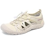 Mishansha Womens Hiking Sandals Closed Toe Comfortable Sport Sandal Non-Slip Quick Dry Water Shoes for Outdoor Beach Trekking Beige