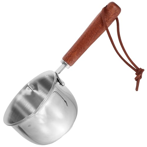 PRETYZOOM Cucchiaio Dosatore in Acciaio Inossidabile 304 Mini Burriera Con Manico in Legno Scioglie Il Formaggio E Il Cioccolato