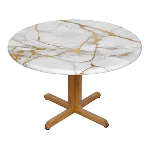 White and Gold Marble Tablecloth Cover