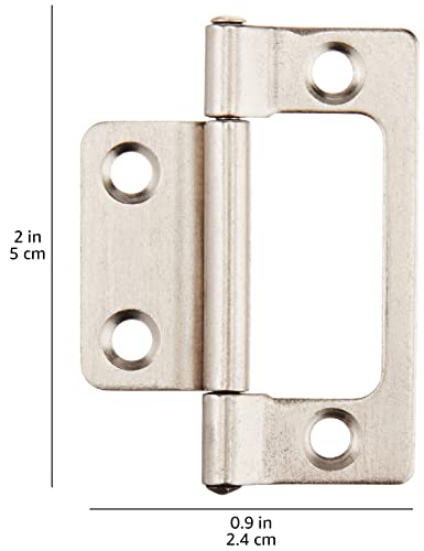 Amazon Basics Ab-4019 Non-Mortise Hinges 10-Pack, 2" X 0.9", Stainless Steel #TOP4