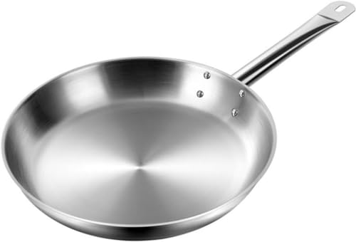 OWOHYG Sartén Antiadherente De Acero Inoxidable para Cocina, para Uso Comercial, para Restaurantes, Hoteles, Especial para Freír Albóndigas, Bistecs Y Pasteles, Antiadherente, De 26 Cm Y 28 Cm.