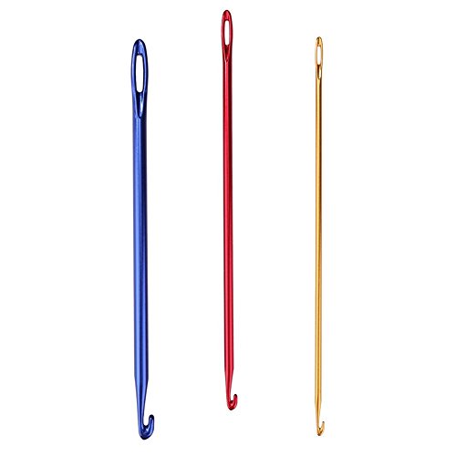 Everpert - Juego de 3 ganchos de crochet de óxido de aluminio, aguja de coser con ojo de agujero