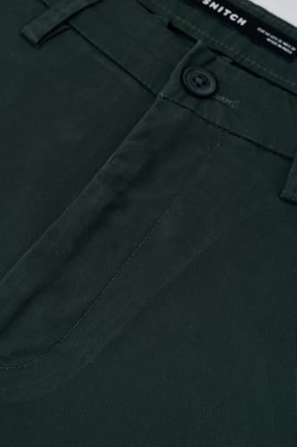 Image of SNITCH Men Casual Wear Chinos | Baggy Fit Wide-Leg Solid Trousers | Stretchable Cotton Blend Pants for Summer Outings