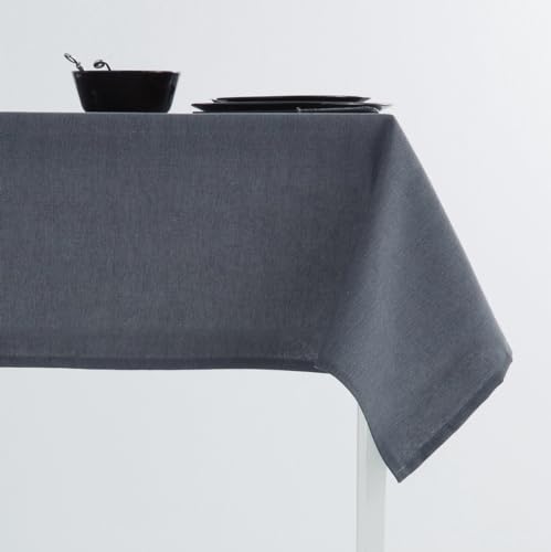 MINT DECO | Nappe Rectangulaire Loira Antitaches | Coton Combiné avec Toucher Naturel | Couleur Denim | 140x300 cm | Fabriqué en Espagne | Lavable en Machine...