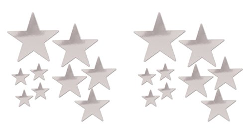 Beistle Beistle , 18 Piece Packaged Foil Star Cutouts, Assorted Sizes (Silver), Assorted Sizes, Silver