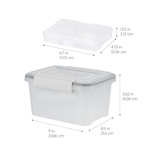 Image of IRIS USA 4 inch x 6 inch |Made in USA| 2-Pack WeatherPro Photo Storage Box and Picture Containers, 7 Inner Cases for Tasks, Stickers, Ephemera, & Flashcards - Clear