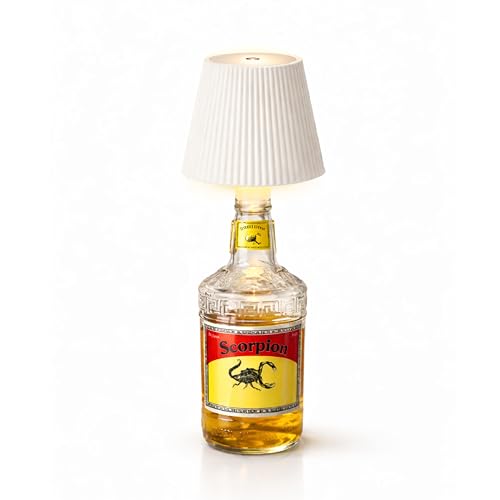 Lampada per Bottiglia LED Senza Fili Ricaricabile, Paralume per Bottiglia con 2 Adattatori Universali, Lampada Tappo Bottiglia Dimmerabile Touch 3 Luci, USB-C, 20h Autonomia, per Interni ed Esterni