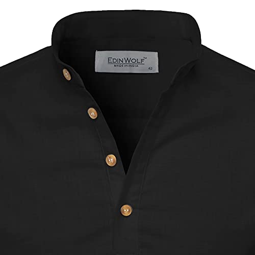Image of Men's Full Sleeve Beige Color Cotton Blend Spread Slim Fit Shirt Style Kurta for Men and Boys