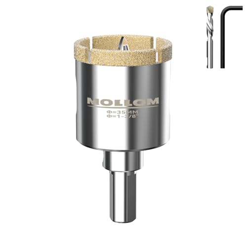 Image of MOLLOM 1-3 /8 inch (35mm) Diamond Hole Saw with 2 Pilot Drill Bit