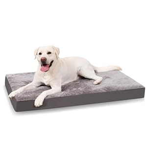 KSIIA Orthopaedic Dog Bed for Large Dogs, XL Washable Dog Cushion, Fluffy Dog Mat, Dog Mattress with Removable Lid in Dark Grey, 105 x 70 x 8 cm