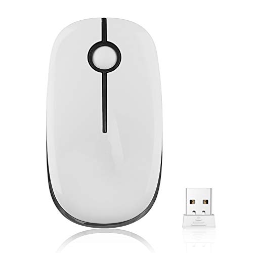 Image of VssoPlor Wireless Mouse, 2.4G Slim Portable Computer Mice with Nano Receiver for Notebook, PC, Laptop, Computer-Black and White