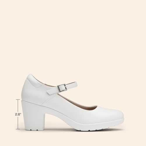 DREAM PAIRS Mary Jane Arch Support Heels,White,7.5 - image 8