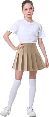 SANGTREE Saia feminina de cintura alta plissada patinadora tênis escolar evasê saia uniforme com for
