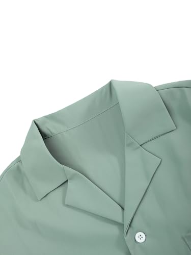 Men’s 2-Piece Solid Color Set Short Sleeve Button-Down Shirt with Chest Pocket and Matching Pants4