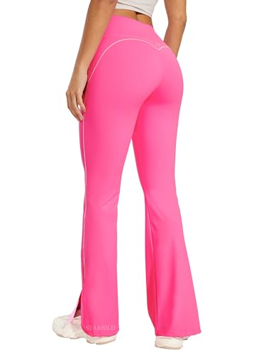STARBILD Pantalones Yoga Acampanados Mujer, Bootcut Leggings Deportivos Cintura Alta, Mallas Deporte Fitness Pilates, Flare Leg - Rosa M