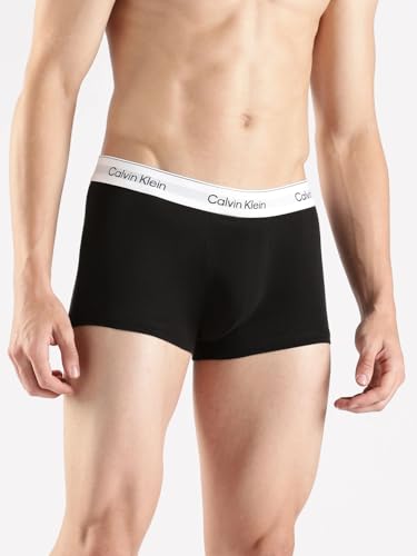 Image of Black Solid Low Rise Trunks - Pack of 3