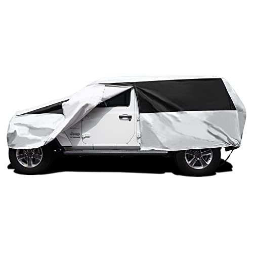 Image of Titan Premium Multi-Layer PEVA Car Cover for Wrangler 4-Door SUVs 164-184 inch. Waterproof, UV Protection, Anti-Scratch Protective Lining, Driver-Side Zippered Opening. Fits Wrangler SUVs.