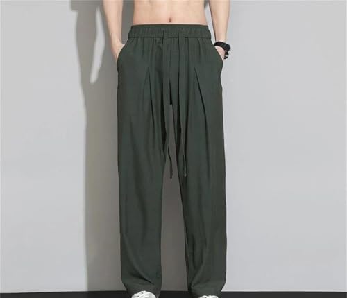 Men Solid Color Wide Leg Suit Pants Straight Loose Trousers Wrinkle Free Business Formal Office Wear2