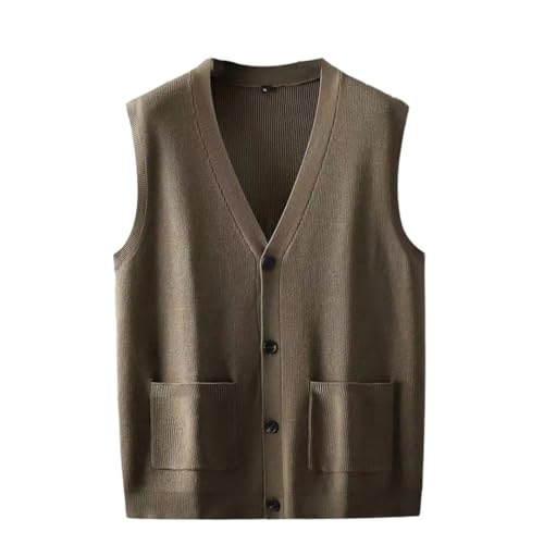Men's Large Knitted Sweater Vest Fall Winter Cardigan Loose Fit Sleeveless Pullover