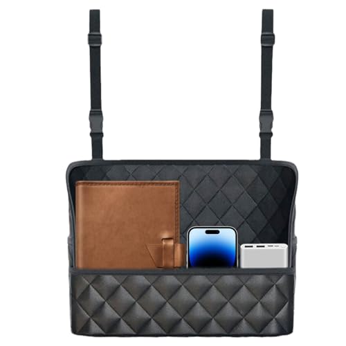 Organizador de bolso de malla para coche, bolsa organizadora de almacenamiento para asientos delanteros, organizador de respaldo de cuero, organizador para consola de coche