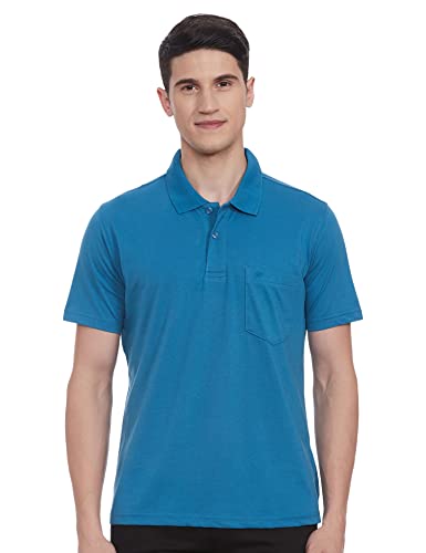 Image of Monte Carlo Mens S.Blue Plain Collar T-Shirt |22203401-167