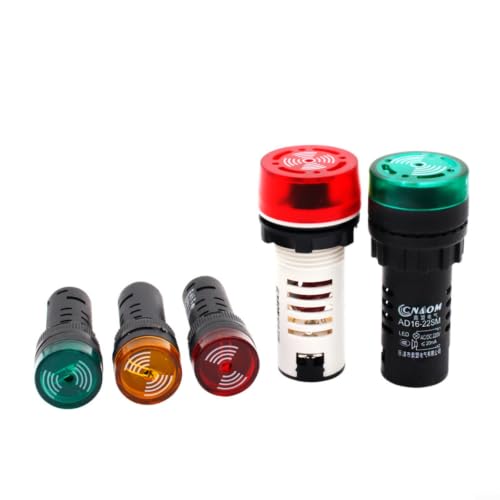 Micpointik Aktiver Summer mit Lichtsignal AC 220V DC 24V 12V Alarmwarnung für Maschinen Schiffe Textilindustrie Druckmaschinen gelb grün AD16-22SM(Red 12V)