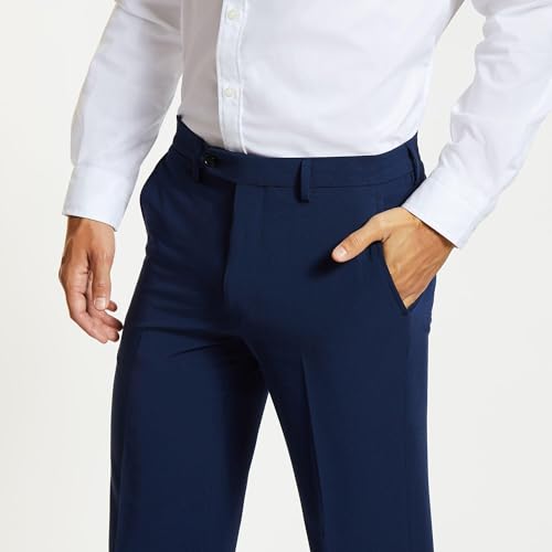 Nautica Mens Modern fit Dress Pants 38/29 Navy Blue Solid Stretch3