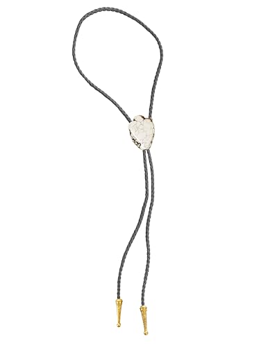Image of Daisy Del Sol Gemstone Bolo Tie Braided Vegan Faux Leather Natural Stone Gold Handmade Necklace Adjustable Boho Western Jewelry
