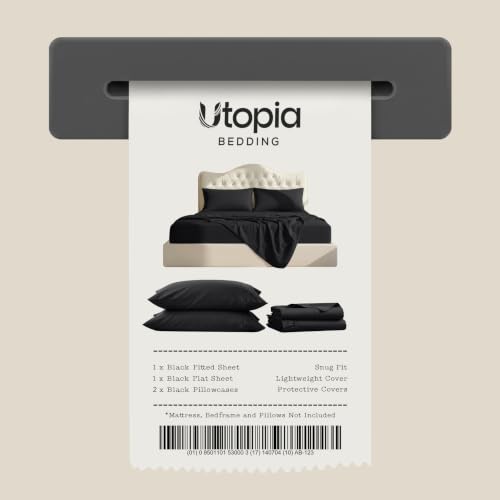Image of Utopia Bedding Queen Bed Sheets Set - Pack of 2 Sheet Sets - Perfect for Spa, Hotel, & Guest Bedroom - Brushed Microfiber - Shrinkage and Fade Resistant - Easy Care (Black)