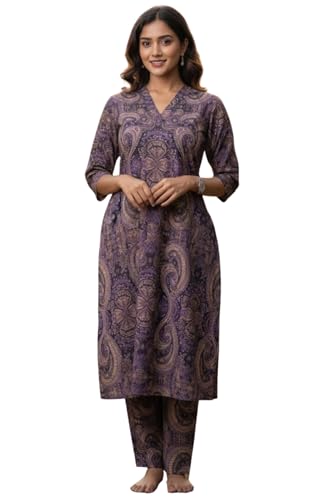 Image of Leriya Fashion Women's Rayon Kurta Sets| Co ord Set for Women Stylish | Sleeveless Printed Kurtis | Dress | Comfortable Outfit for Office Look | Daily Summer Travel & Festive Dress