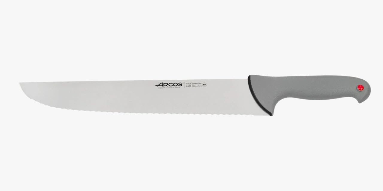 Arcos Cuchillo Pescadero Hoja Serrada Acero Inoxidable NITRUM 350 mm Mango Ergonómico Antideslizante Ideal para Pescado Serie Colour Prof