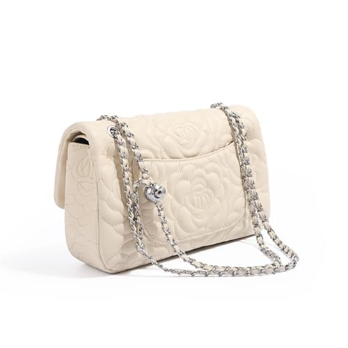 Women’s Elegant Camellia Patterned Leather Tote Handbag, Vintage PU Floral Chain Shoulder Bag, Large Fashion Satchel Purse3