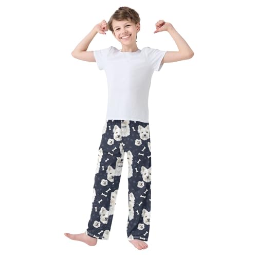 Pajama Pants Highland Terriers Dogs Bones PJ Bottoms Sleepwear Lounge Sleep Pant with Pockets2
